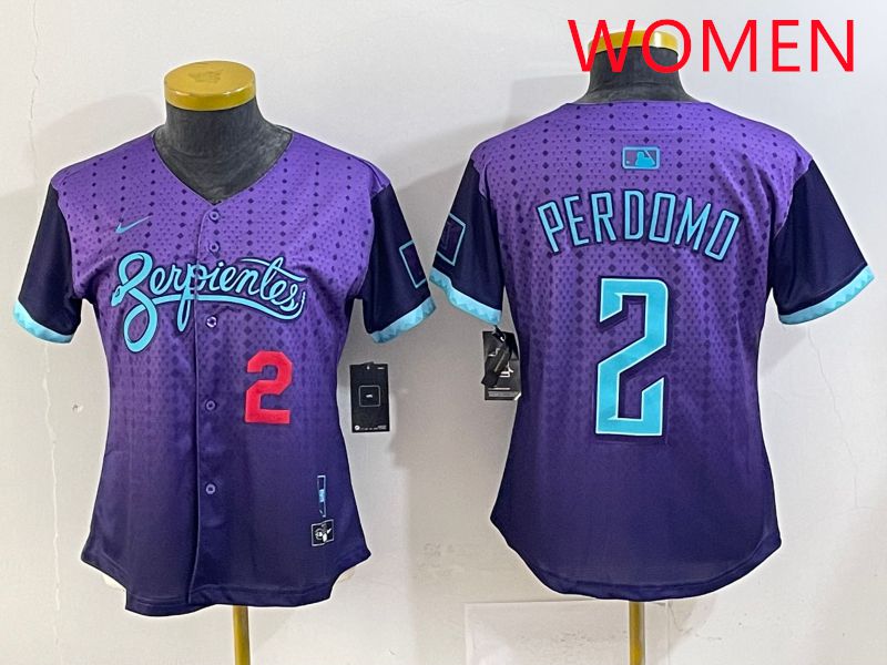 Women 2025 Arizona Diamondback #2 Perdomo Purple Joint Name Nike MLB Jersey style 4->women mlb jersey->Women Jersey
